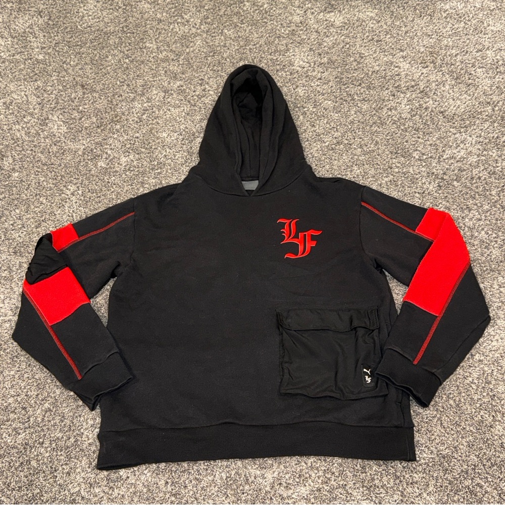 PUMA x Hoops x LaFrance Holiday Cargo Heavyweight  Hoodie Men's Medium Red Black